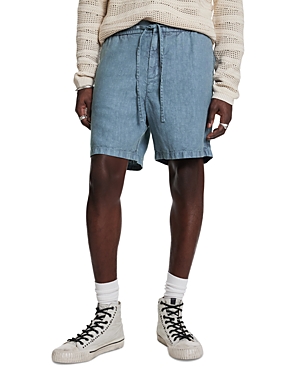 John Varvatos Daryl Drawstring Linen Blend Shorts In Steel Blue