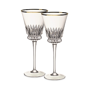 Villeroy & Boch Grand Royal White Wine Glass, Set Of 2 In Clear/gold