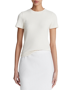 Shop Vince Ribbed Crewneck Tee In Off White