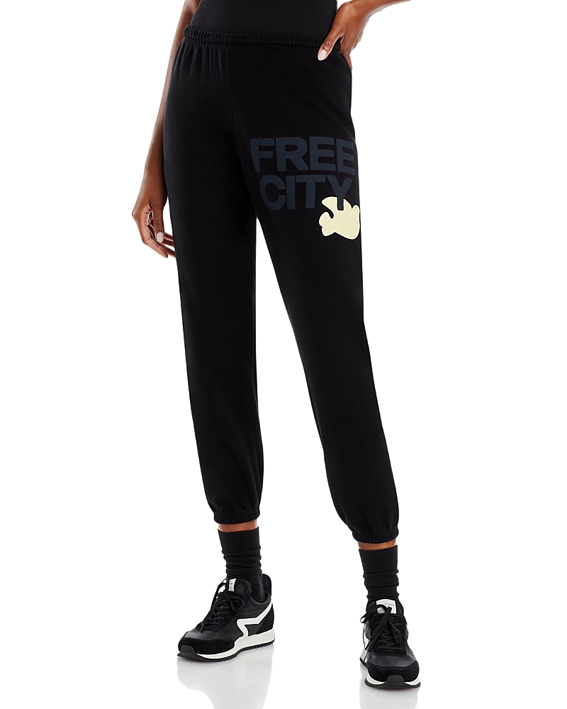 Free City Cotton Logo Sweatpants in Black Space Cream