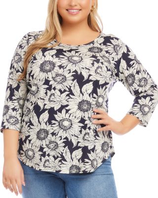 Karen Kane Plus Three Quarter Sleeve Shirttail Top