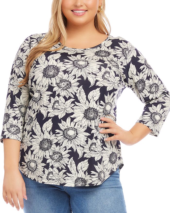 Karen Kane Women's 3/4 Sleeve Shirt Tee White Size S main image 1