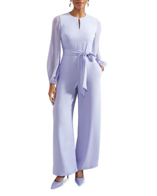 HOBBS LONDON - Vivian Sheer Sleeve Wide Leg Jumpsuit