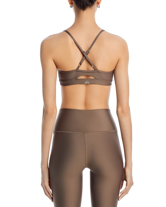 Shop Alo Yoga Airlift Intrigue Sports Bra In Olive Tree