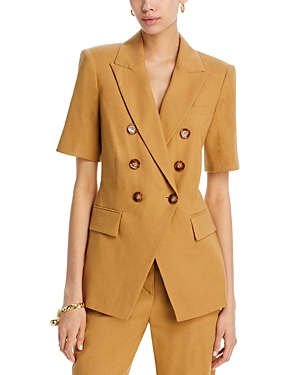 Shop Veronica Beard Atwood Dickey Double Breasted Blazer In Desert Khaki