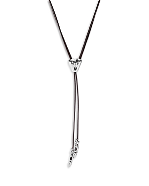 Uno De 50 Love Leather Heart Lariat Necklace, 37.4-41.3 In Black/silver