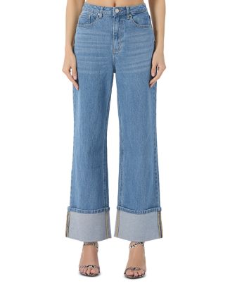 High Rise Wide Leg Cuff Denim