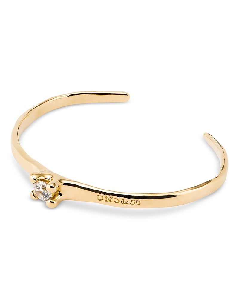 UNOde50 18K Gold-Plated Cuff Bracelet with White Cubic Zirconia