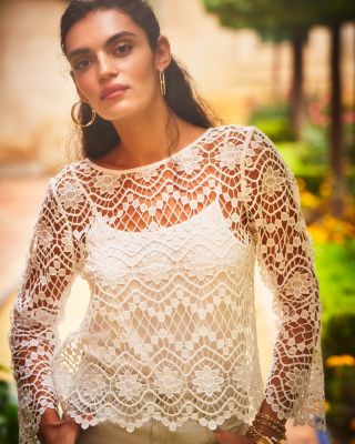 Crocheted Flare Sleeve Top