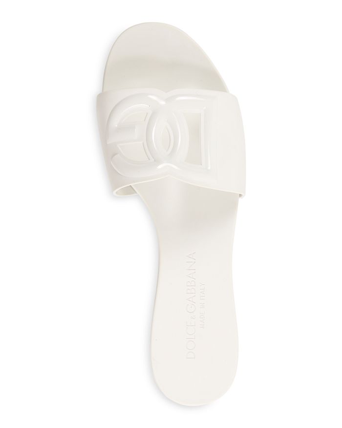 Shop Dolce & Gabbana Women's Logo Pool Slide Sandals In Bianco