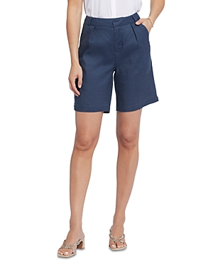 Shop Nydj Relaxed High Rise Shorts In Oxford Navy