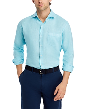 Shop Peter Millar Crown Coastal Garment Dyed Sport Shirt In Mint Blue