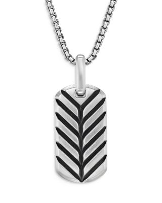 Men's Chevron Tag in Sterling Silver with Malachite, 27mm