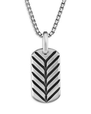 Men's Chevron Tag in Sterling Silver with Tiger's Eye, 27mm