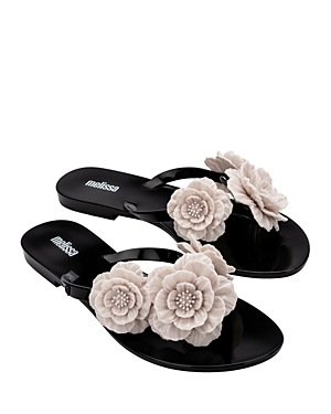 Melissa Harmonic Springtime Jelly Sandal In Black/beige, Women's At Urban Outfitters In Black/beige