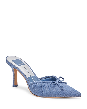 Shop Dolce Vita Women's Kairi Slip On Pointed Toe Bow High Heel Pumps In Blue Denim
