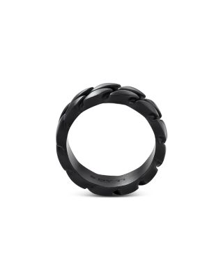 Men's Curb Chain Band Ring in Black Titanium, 8mm