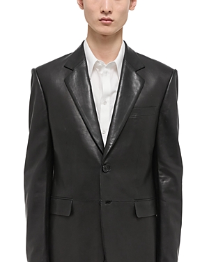 Helmut Lang Leather Paneled Relaxed Fit Suit Jacket In Black
