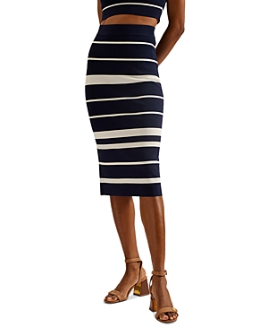Shop Ted Baker Striped Bodycon Knit Skirt In Navy