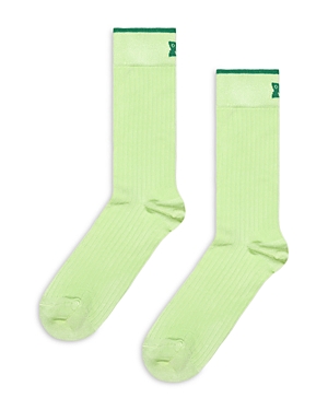 Shop Happy Socks Extra Fine Styles Slinky Ribbed Shine Socks In Light Green