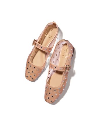 Women&#39;s Michaela Square Toe Gem Embellished Mesh Mary Jane Shoes