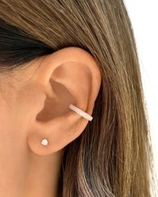 14K Yellow Gold Diamond Large Single Ear Cuff