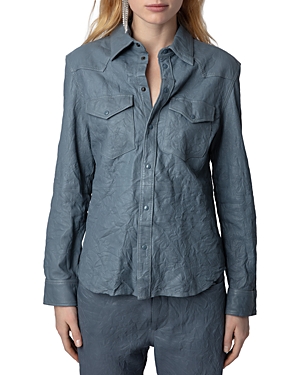 Thelma Cuir Froisse Leather Shirt