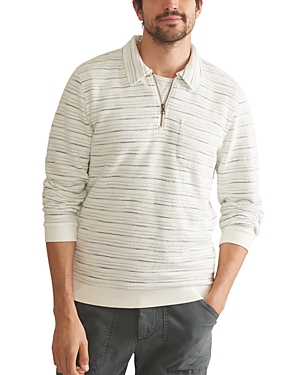 Shop Marine Layer Textured Stripe Quarter Zip Top In Natural