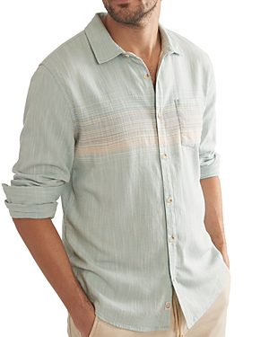 Shop Marine Layer Classic Stretch Selvedge Shirt In Blue/pink