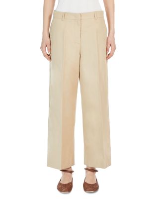 Weekend MaxMara ZIRCONE コットンリネンアンクル丈ワイドパンツ Cotton and linen canvas trousers, ivory | 