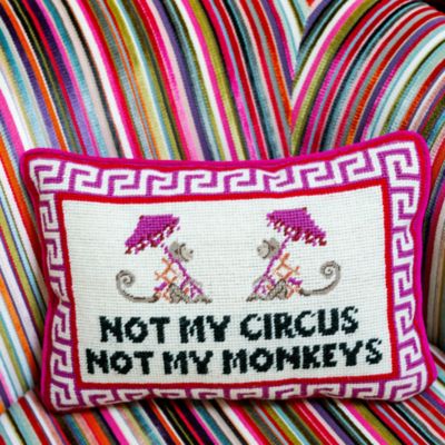 Not My Circus Needlepoint Decorative Throw Pillow