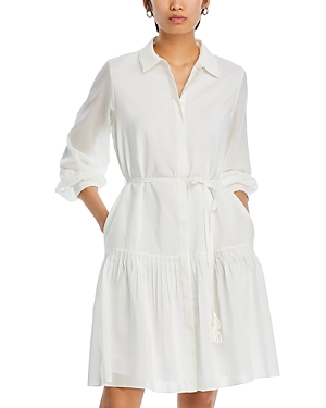 Shop Kobi Halperin Viola Cotton Silk Shirt Dress In White