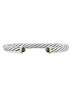 Men's Sterling Silver & 14K Yellow Gold Cable Flex Hematine Cuff Bracelet, 6mm
