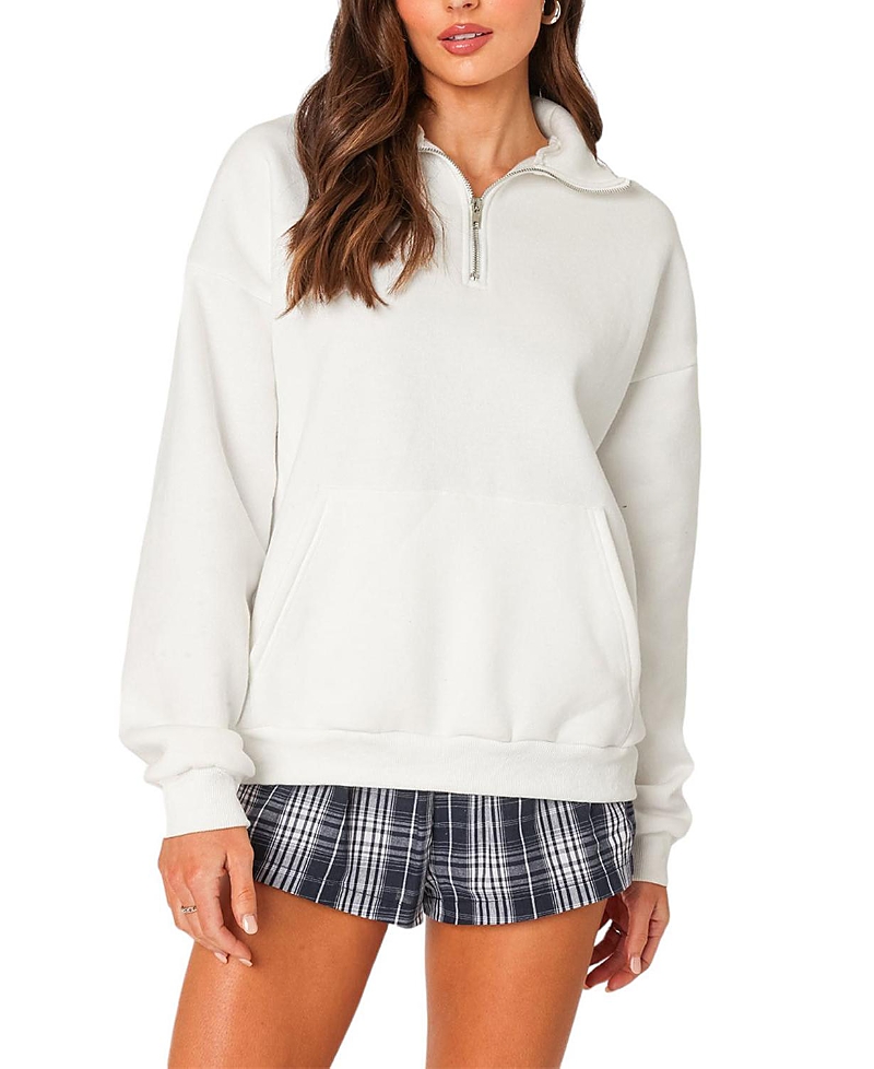 Edikted Oversized Quarter Zip Sweatshirt