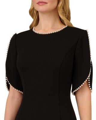 Adrianna Papell Pearl Trim Crepe Midi Dress | Bloomingdale's