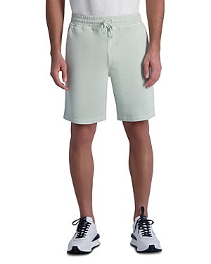 Shop Karl Lagerfeld Cotton French Terry Regular Fit Shorts In Mint