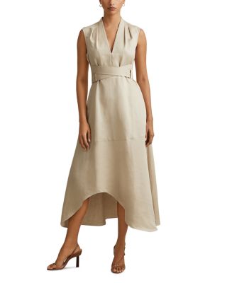 chinese dress ladies Leighton Striped Linen Belted Midi Dress (Spring Dress) main image 1