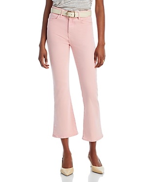 Shop Frame Le Crop High Rise Cropped Mini Bootcut Jeans In Washed Dusty Pink