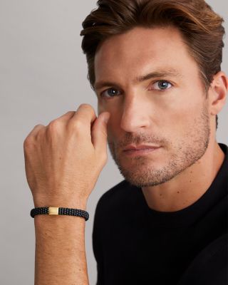 Men's 18K Yellow Gold & Sterling Silver Anthem Black Ceramic Caviar Station Bead Bracelet - Exclusive