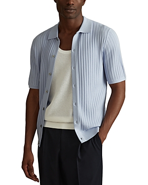Shop Reiss Murray Textured Regular Fit Button Down Shirt In Soft Blue