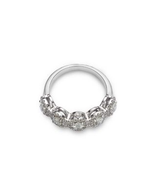 Diamond Halo Oval-Cut Band in 18K White Gold, 1.50 tcw 