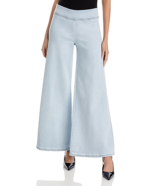 Aqua Wide Leg Pull On Jeans in Light Wash - 100% Exclusive