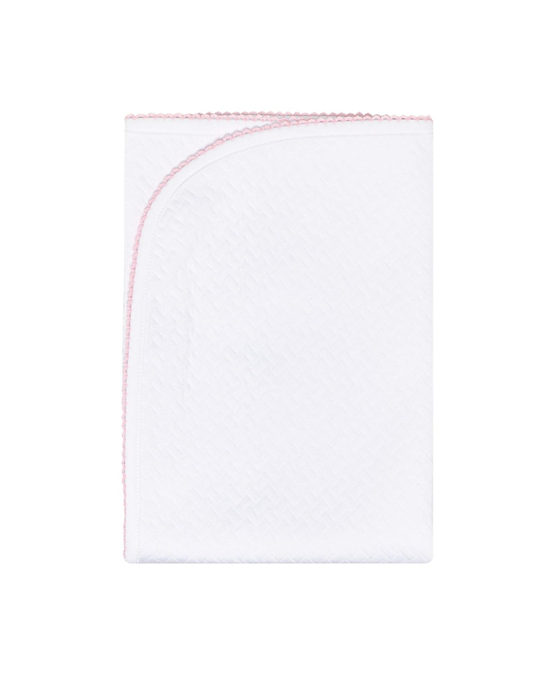 Shop Nellapima Unisex Basket Weave Baby Blanket In Pink Picot Trim