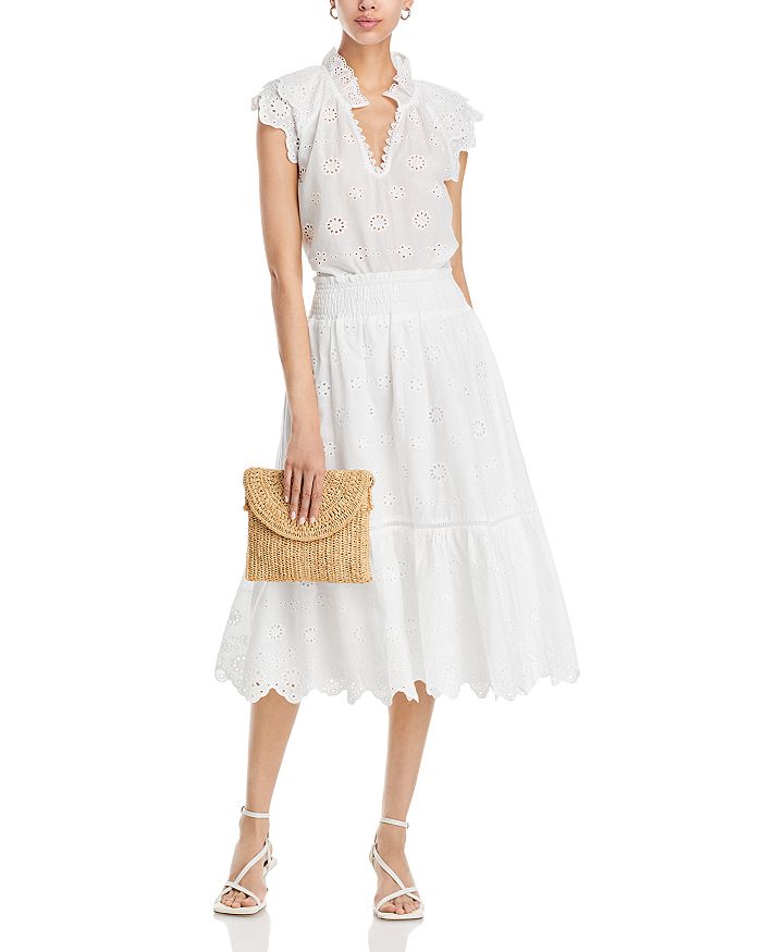 AQUA Eyelet Top & Eyelet Midi Skirt - 100% Exclusive | Bloomingdale's