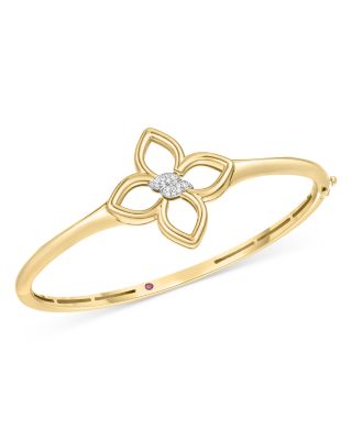 Roberto Coin - 18K White & Yellow Gold Cialoma Diamond Flower Bangle Bracelet