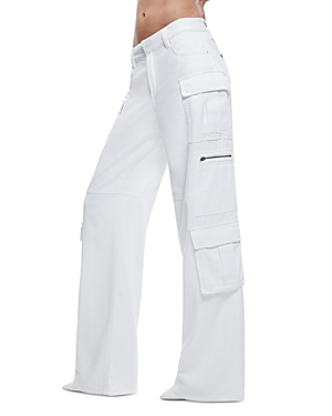 Alice and Olivia Cay Baggy Cargo Wide Leg Jeans in White