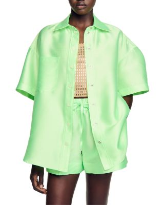 Sandro June Satin Oversized Shirt