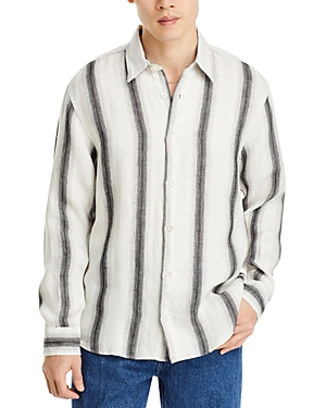 Shop Nn07 Quinsy 5244 Linen Shirt In Black Stripe