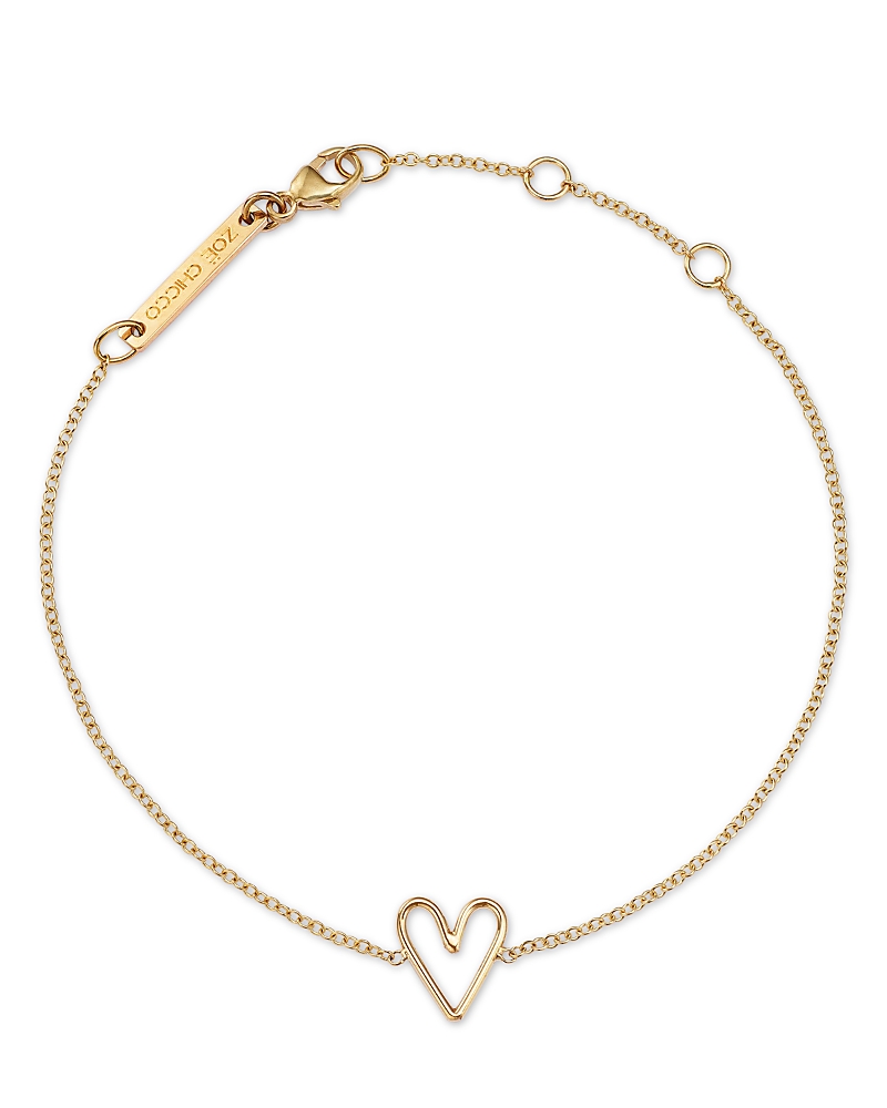 Zoë Chicco 14k Yellow Gold Classic Open Heart Chain Bracelet In Gold