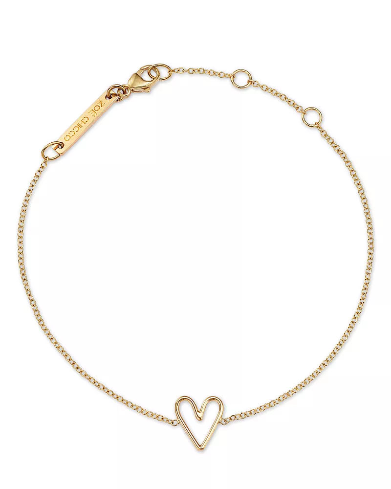 Zoe Chicco 14K Yellow Gold Classic Open Heart Chain Bracelet